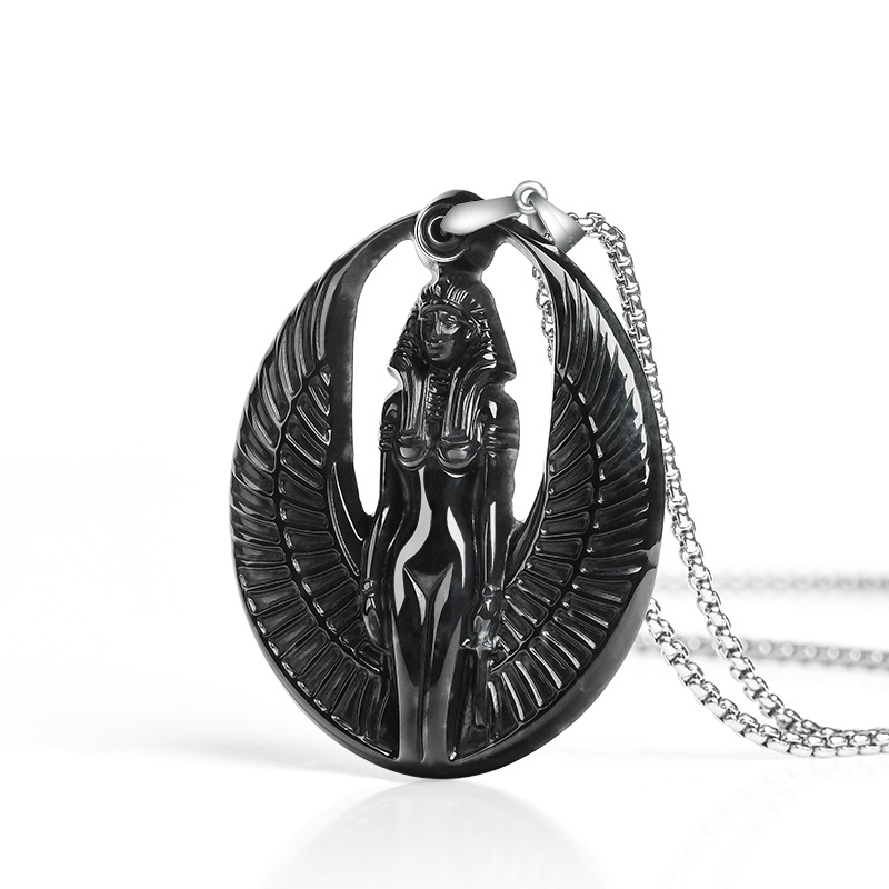 Necklaces - قلادة إيزيس من اليشم الميانماري الطبيعي،