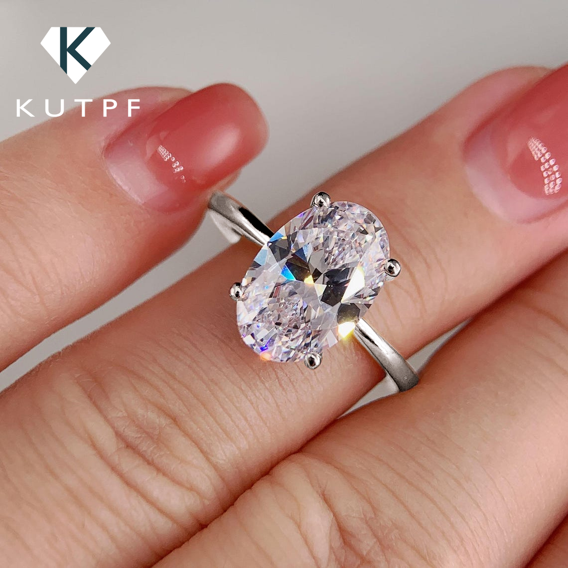 Moissanite Engagement Ring 1 Carat - 1/2/3 قيراط البيضاوي قطع مويسانيتي خواتم
