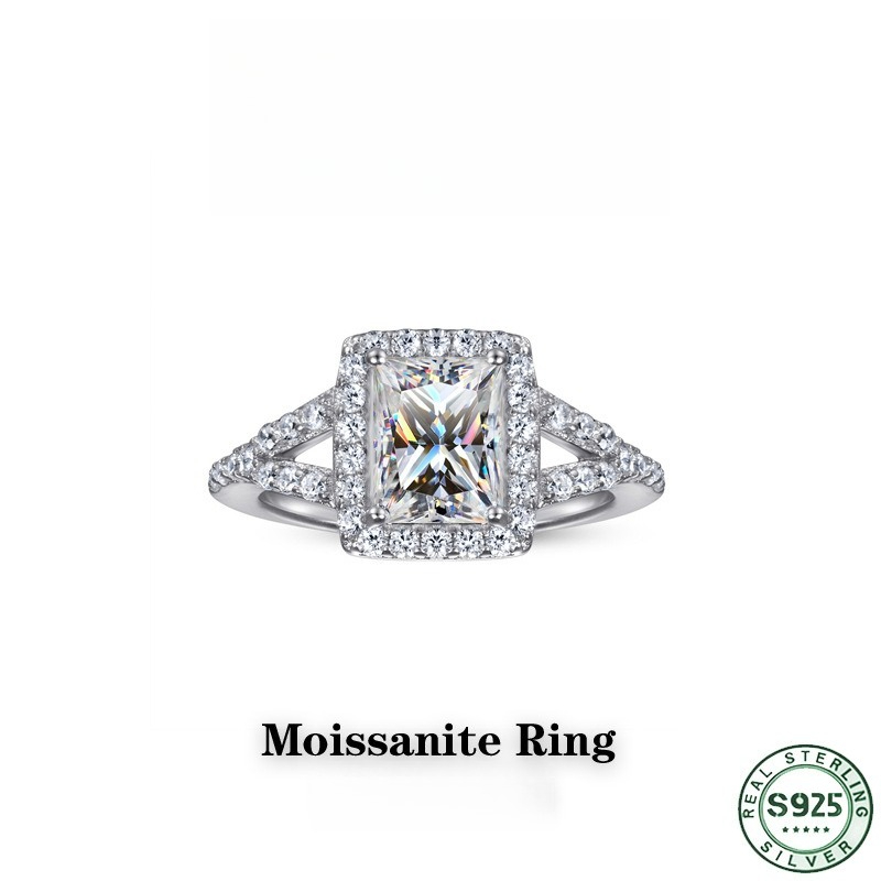 Moissanite Engagement Ring 1 Carat - خاتم مويسانيت أنيق وعصري، مصنوع من