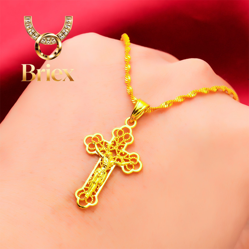Cross Pendant Necklace Gold - قلادة ذهبية عتيقة على شكل صليب