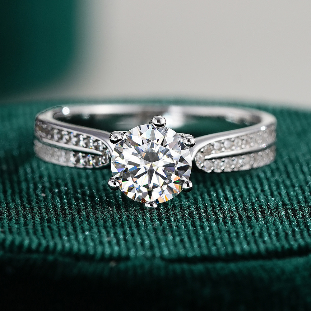 Moissanite Engagement Ring 1 Carat - 0.5/1/2/3 قيراط كلاسيكي ستة مخالب مويسانيتي
