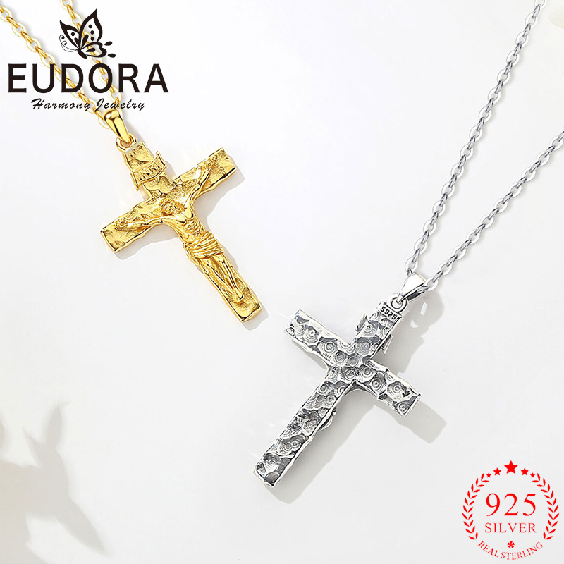 Cross Pendant Necklace Gold - يودورا الصليب الصليب قلادة 925 فضة
