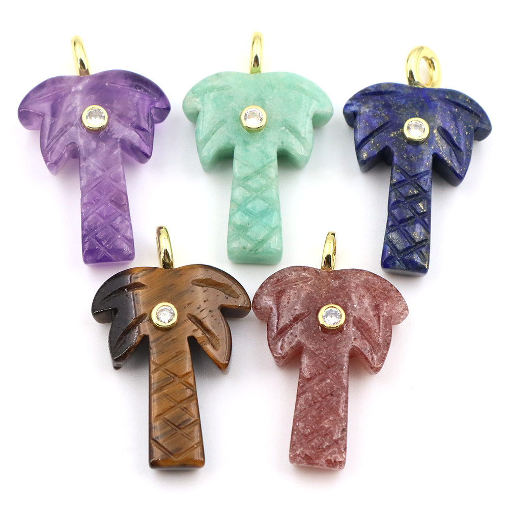 Crystal Pendant Necklace Natural Stone - قلادة من الحجر الطبيعي على شكل
