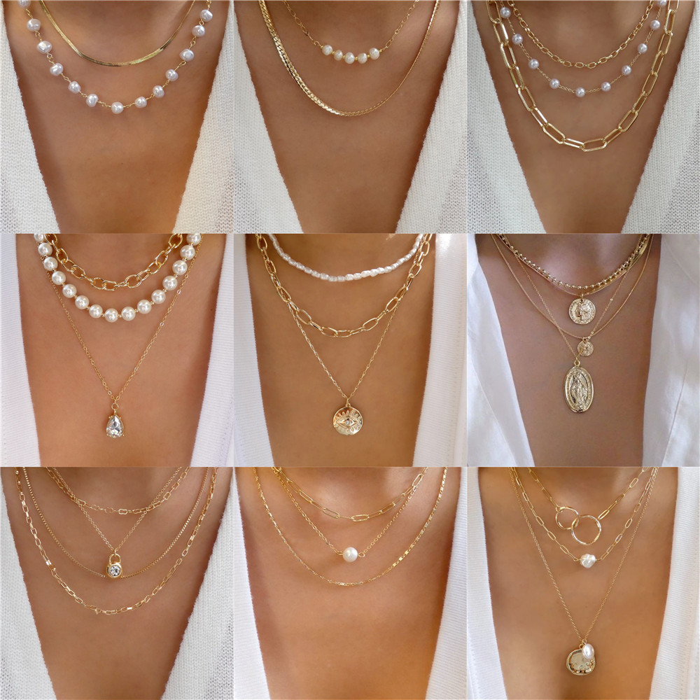 قلادة كريستال متعددة الطبقات ل - مراجعة Pearl Choker Necklace Vintage وسعره
