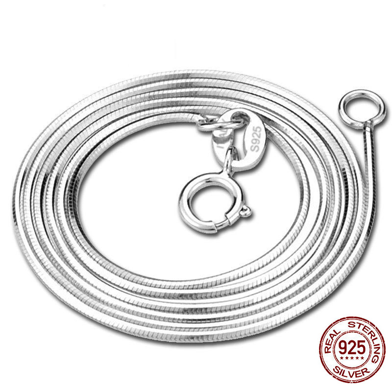 الصلبة 925 فضة 1 مللي متر ثعبا - مراجعة 925 Sterling Silver Chain Necklace Men وسعره