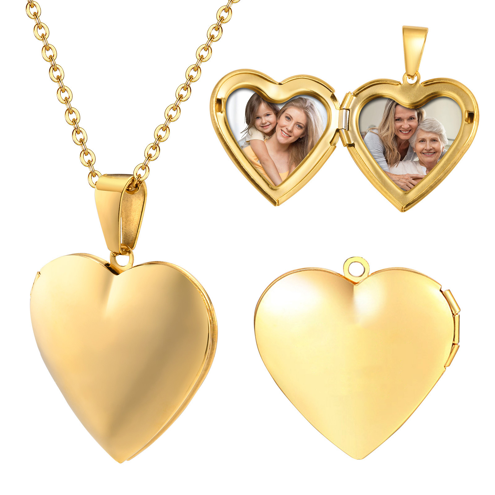 الفولاذ المقاوم للصدأ مجوهرات  - مراجعة Heart Locket Necklace Photo وسعره