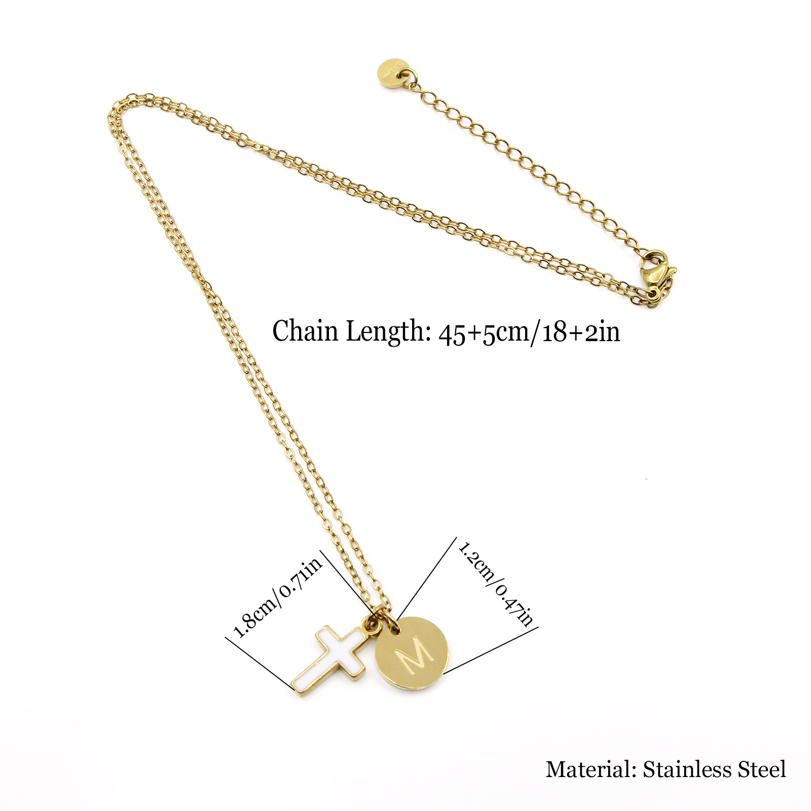 قلادة بحرف أولي على شكل صليب م - مراجعة Initial Letter Necklace 18K Gold وسعره