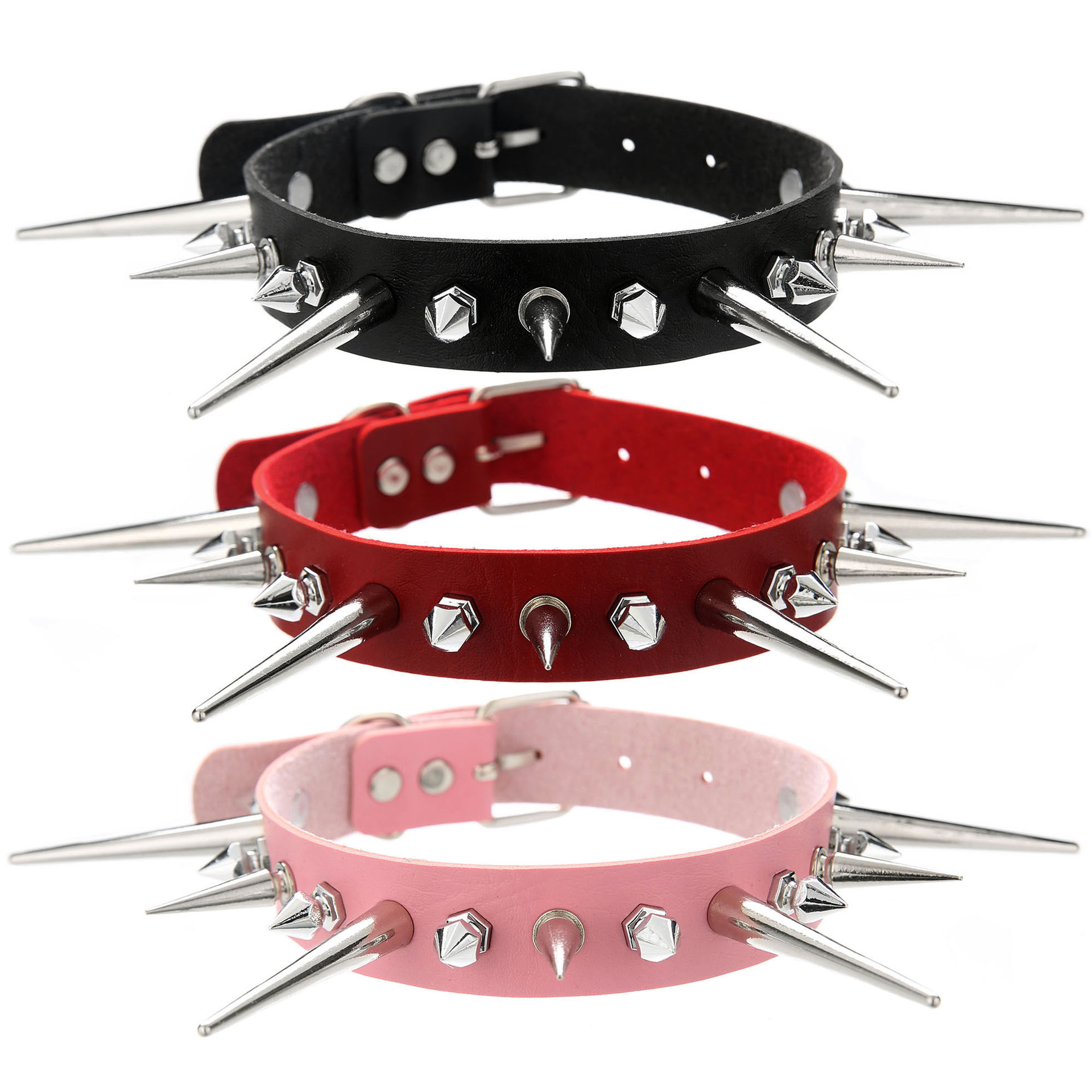 KMVEXO طويل قلادة للنساء والرج - مراجعة Goth Punk Spike Choker وسعره