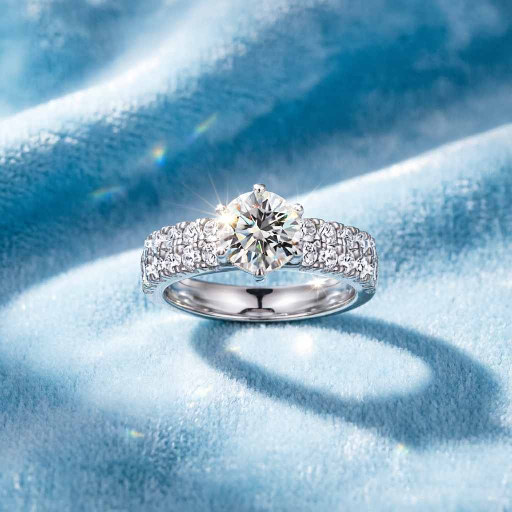خاتم أنيق وعصري من الفضة الإست - مراجعة Moissanite Engagement Ring 1 Carat وسعره
