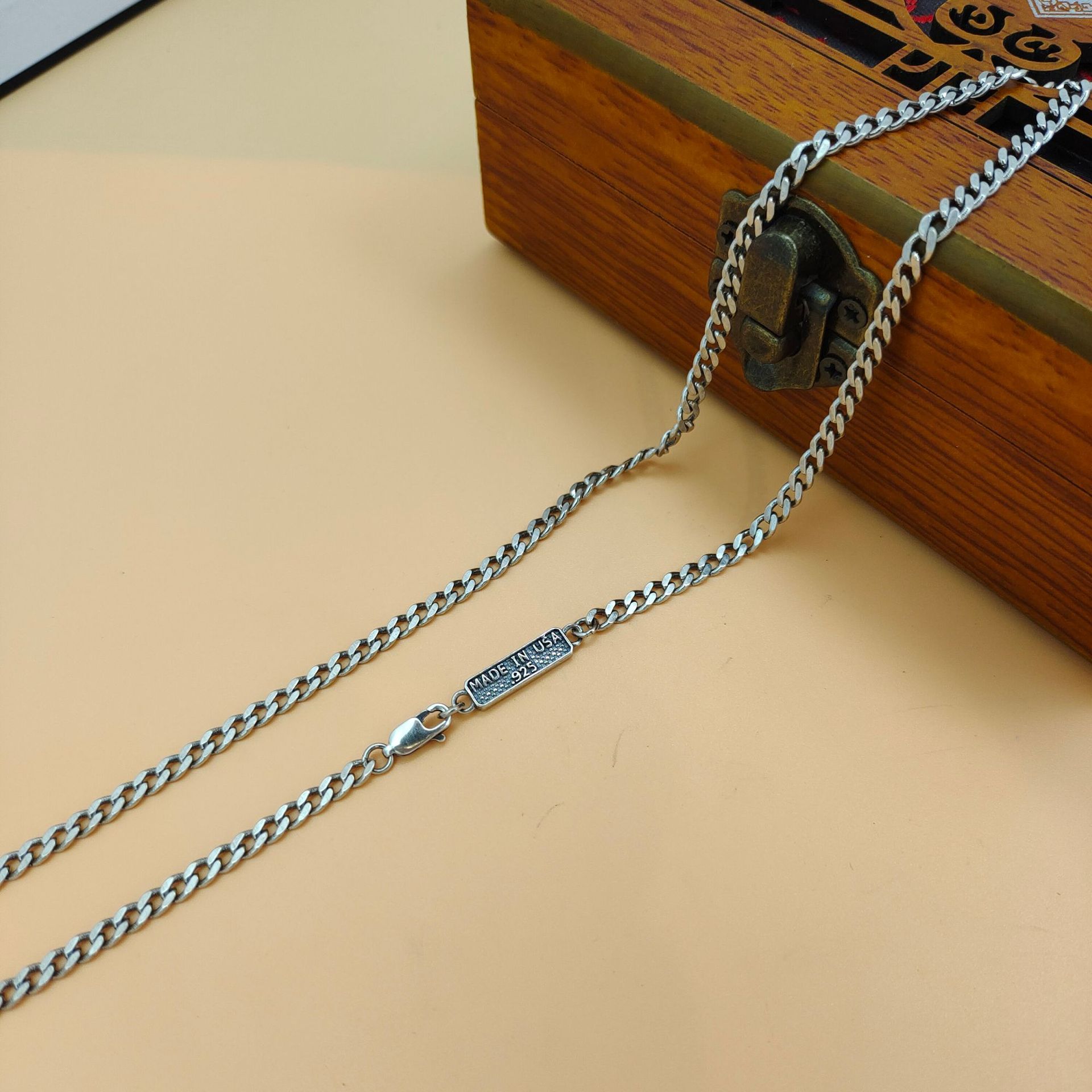 سلسلة قلادة عصرية من الفضة الإ - مراجعة 925 Sterling Silver Chain Necklace Men وسعره