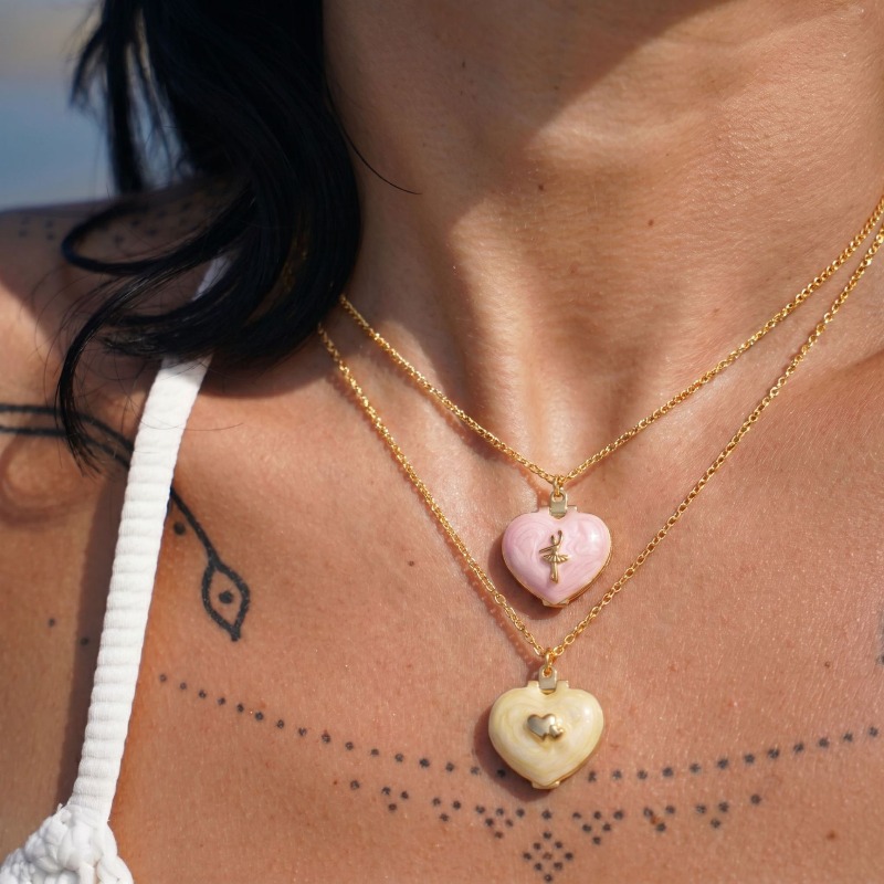 قلادة على شكل قلب عتيق مع حجرة - مراجعة Heart Locket Necklace Photo وسعره